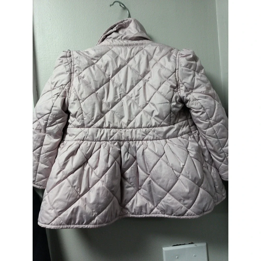 Ralph Lauren Baby Girls Plain Weave Quilted Jacket Pink Pockets Size 24 Months